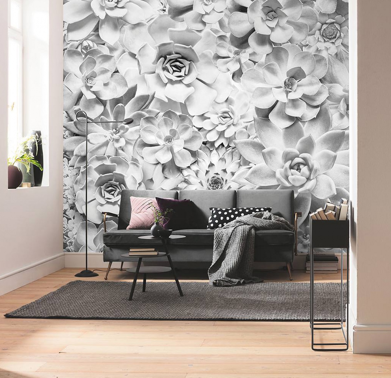 Komar Pure P962VD4 Shades Black & White Mural Direct Paint